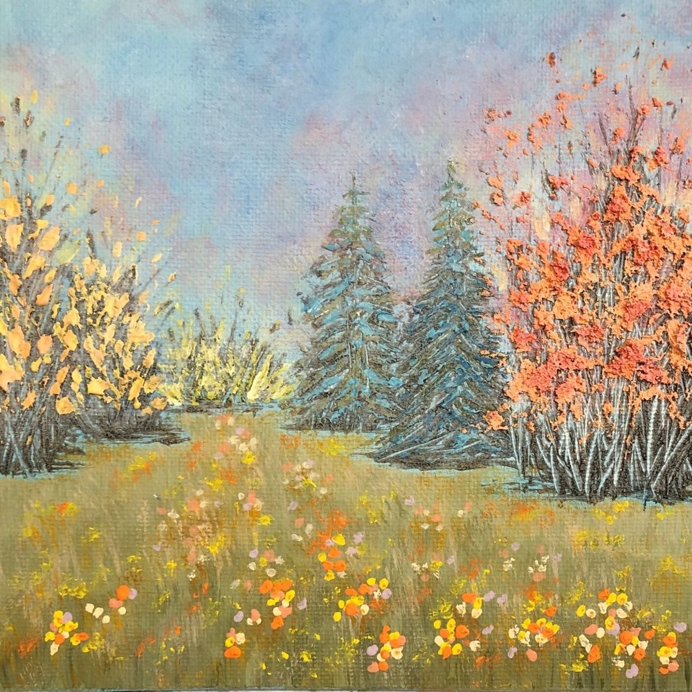 Walk Through A Flowering Meadow By Deb Bossert Artworks 6" x 6"